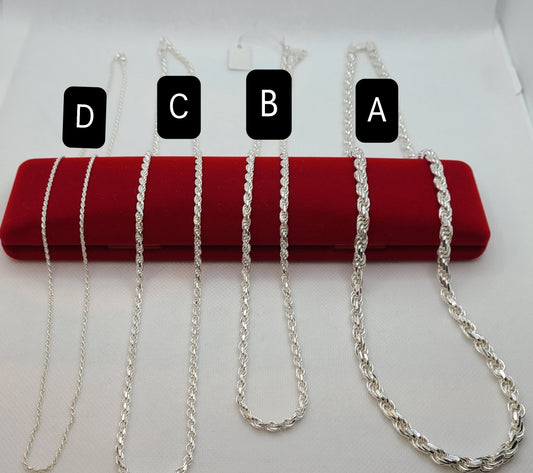 Chaînes torsadées en argent sterling 925