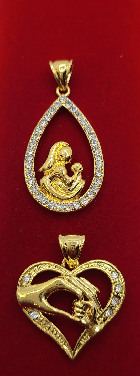 Gold plated mother&baby pendant