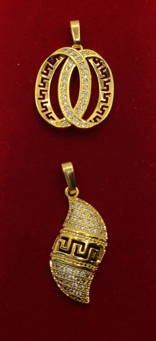 Gold pated versace design pendants