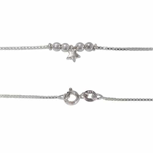 Bracelets de cheville en argent véritable avec motif étoile et boule