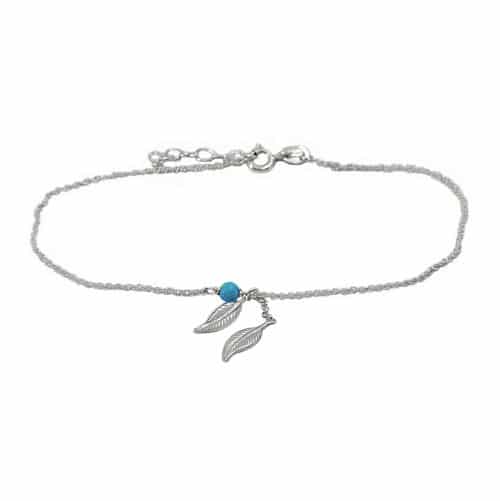 Bracelets de cheville tendance en véritable turquoise et argent véritable