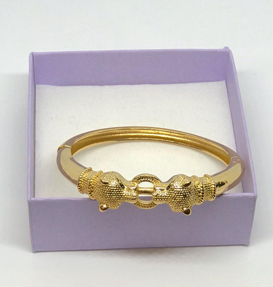 Adjustable gold plated lion head bangle - 7Jewelry