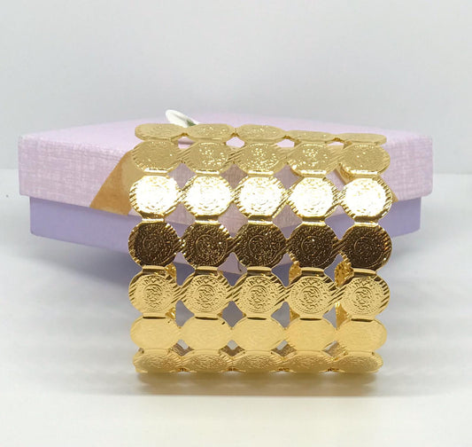 Gold plated coin bangle - 7Jewelry