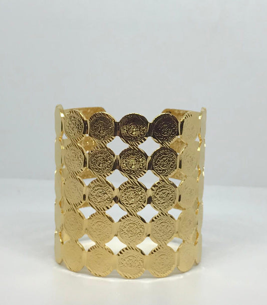Gold plated coin bangle - 7Jewelry