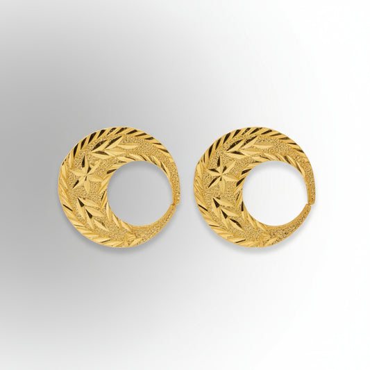 Boucles d'oreilles Nattiyan sablées en étoile, argent véritable et or 24 carats