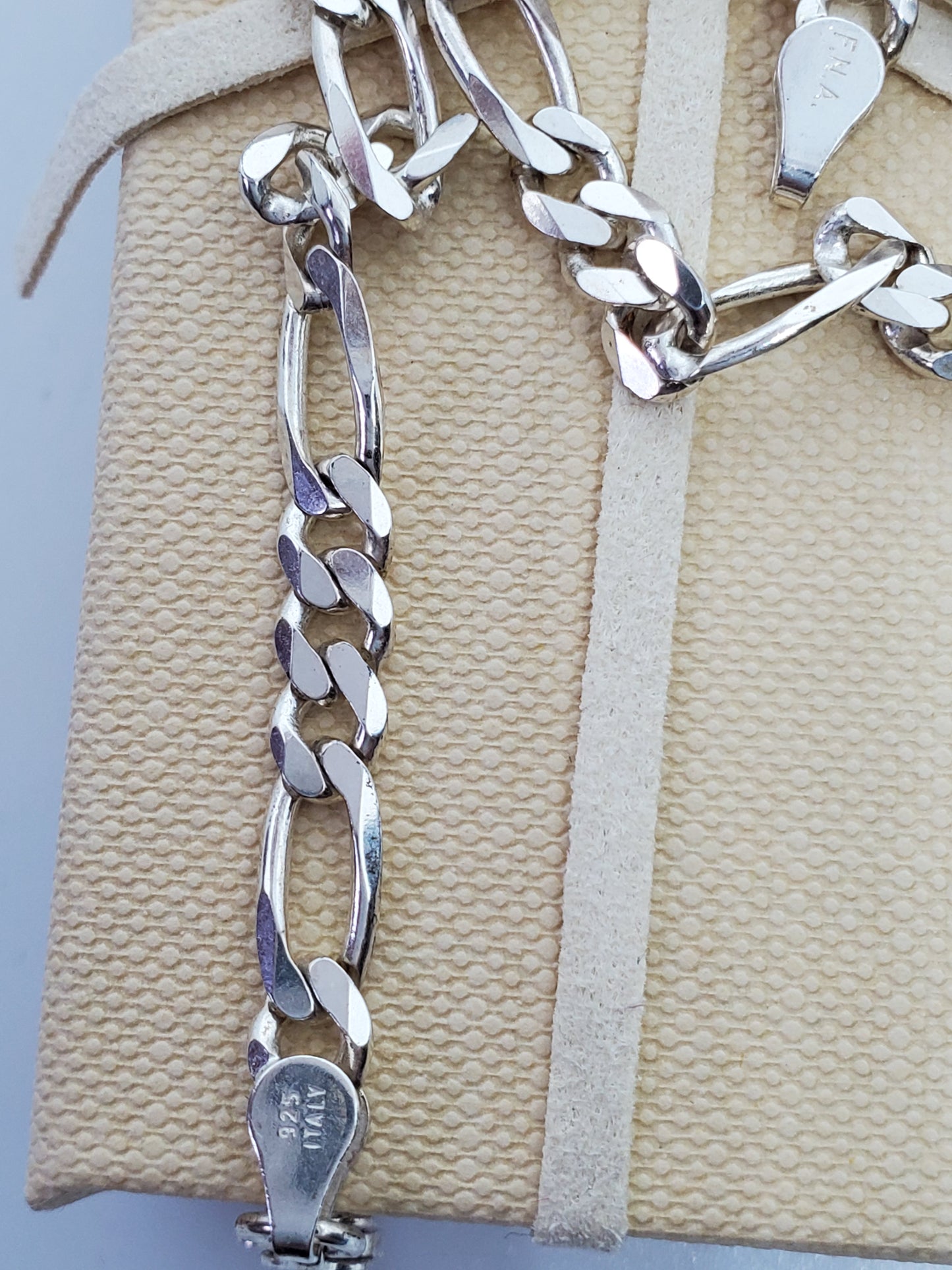 Real silver figaro link bracelet - 7Jewelry