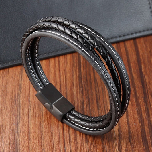 Layered leather bracelet