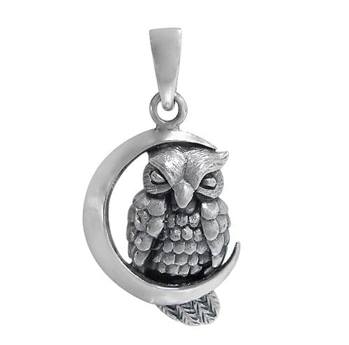 Real silver owl pendants