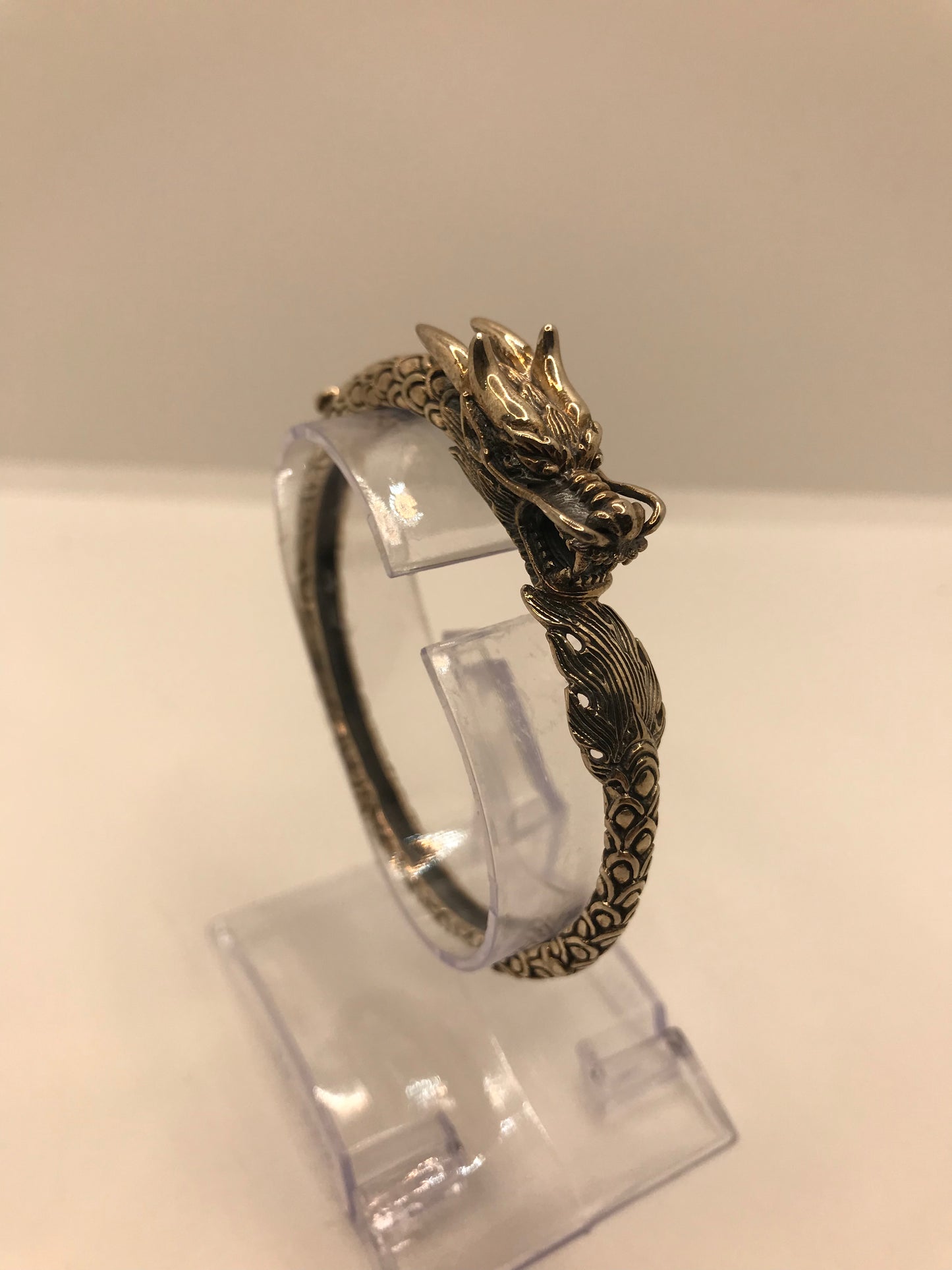 Bracelet manchette dragon en argent sterling 925