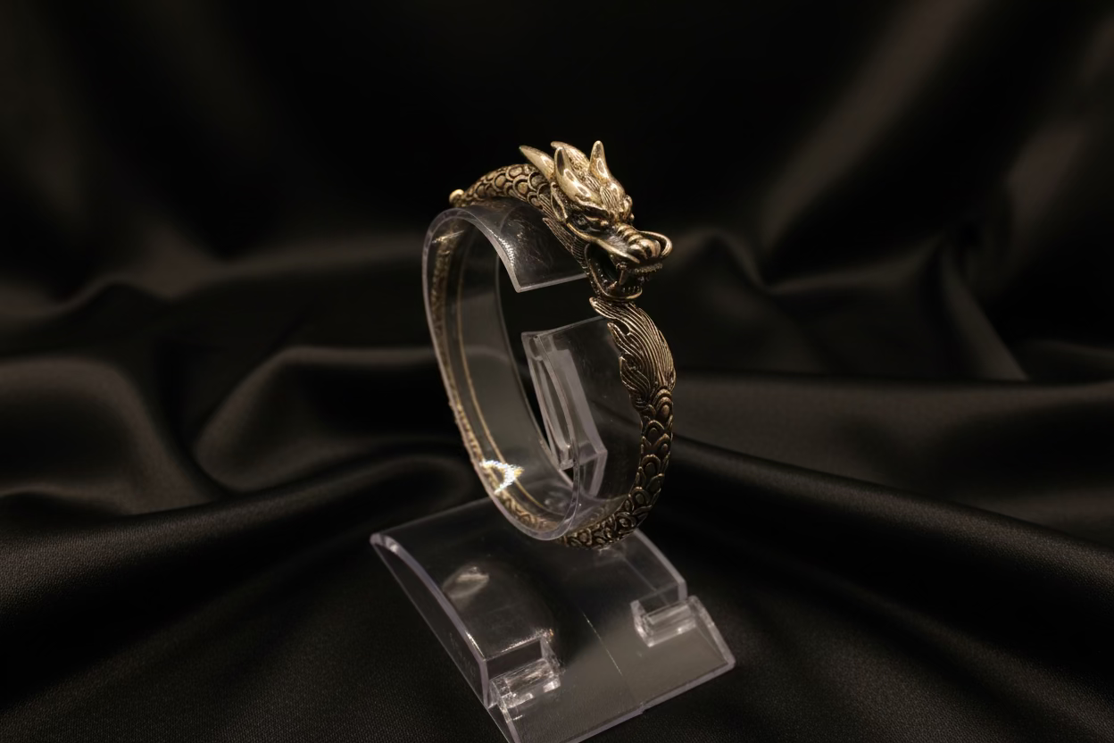 925 ਸਟਰਲਿੰਗ ਸਿਲਵਰ ਡਰੈਗਨ ਕਫ਼ ਬੈਂਗਲ