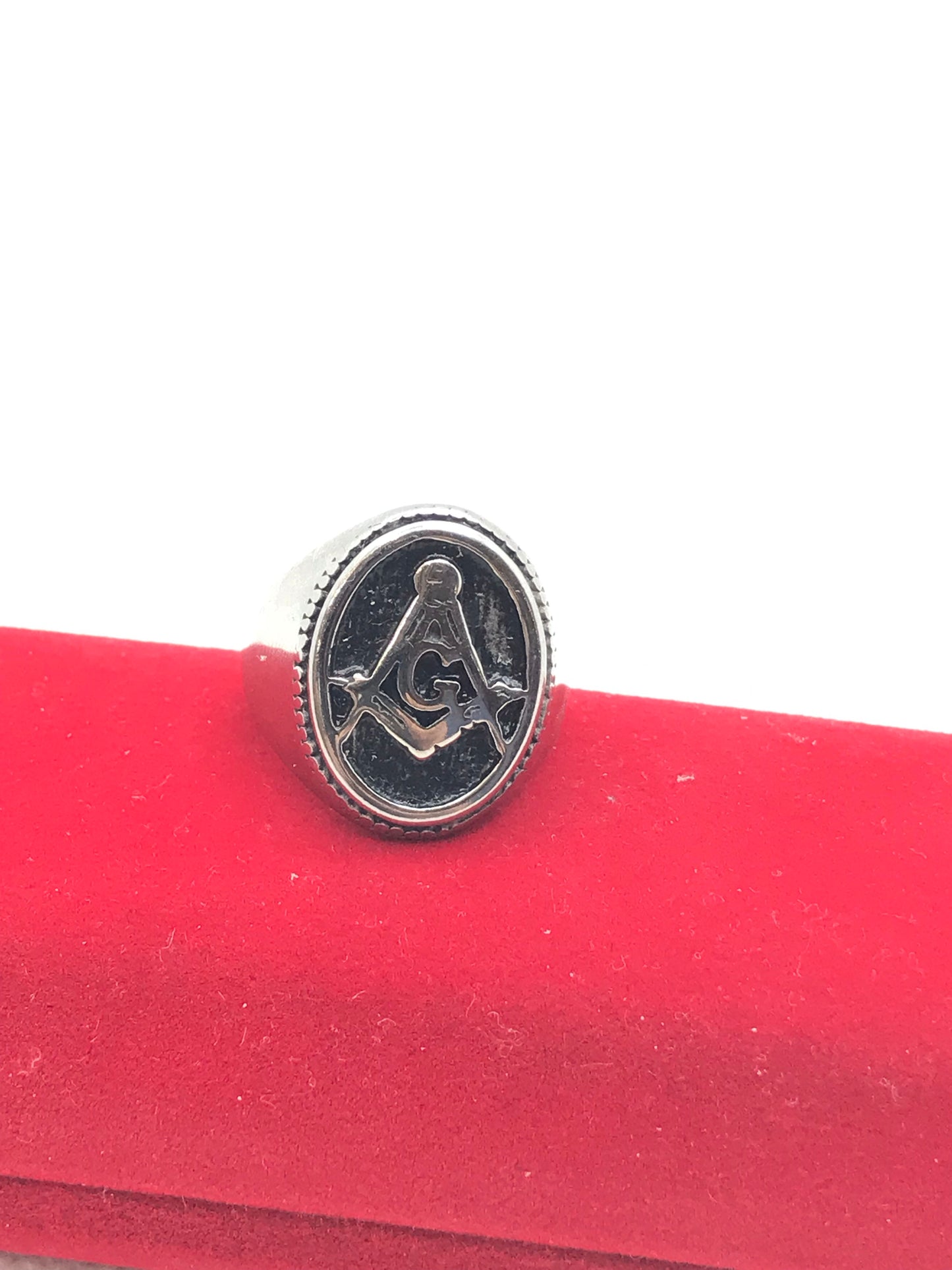 Bague maçonnique ovale en acier inoxydable