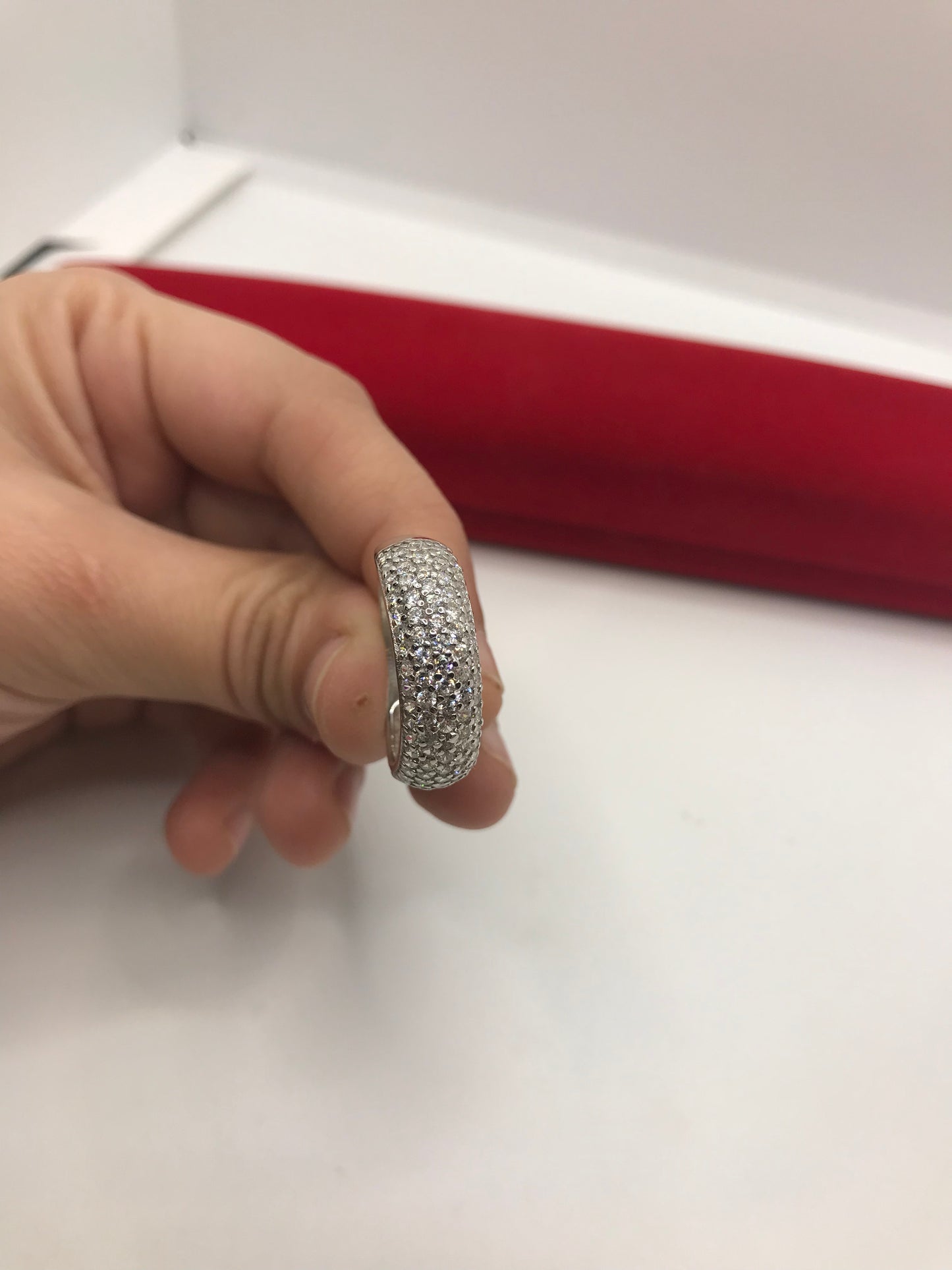 Bague hip-hop en argent sterling 925 avec effet glacé