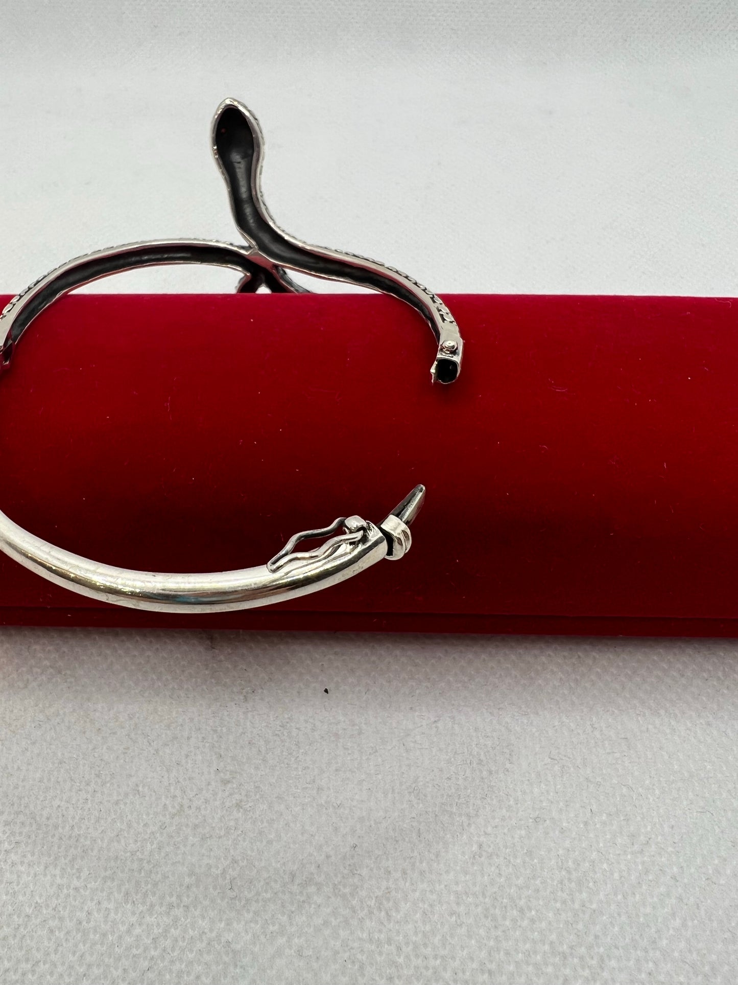 Real Silver Snake  Bangle With red Eyes