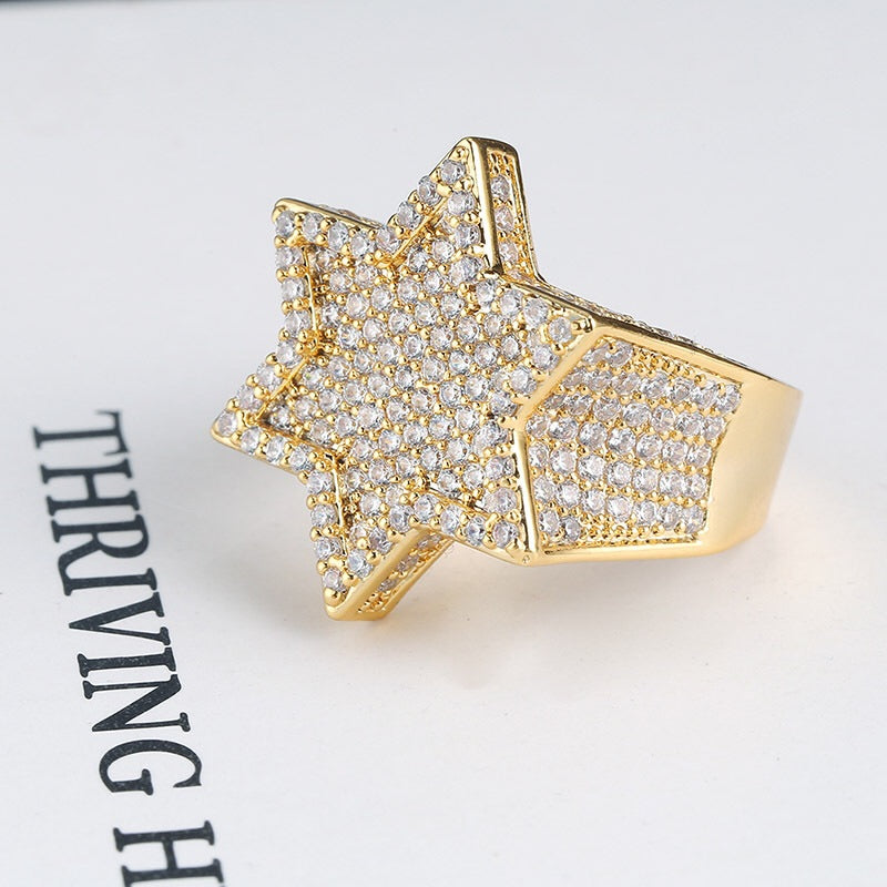 Hiphop hot selling iced out bling bling star ring - 7Jewelry