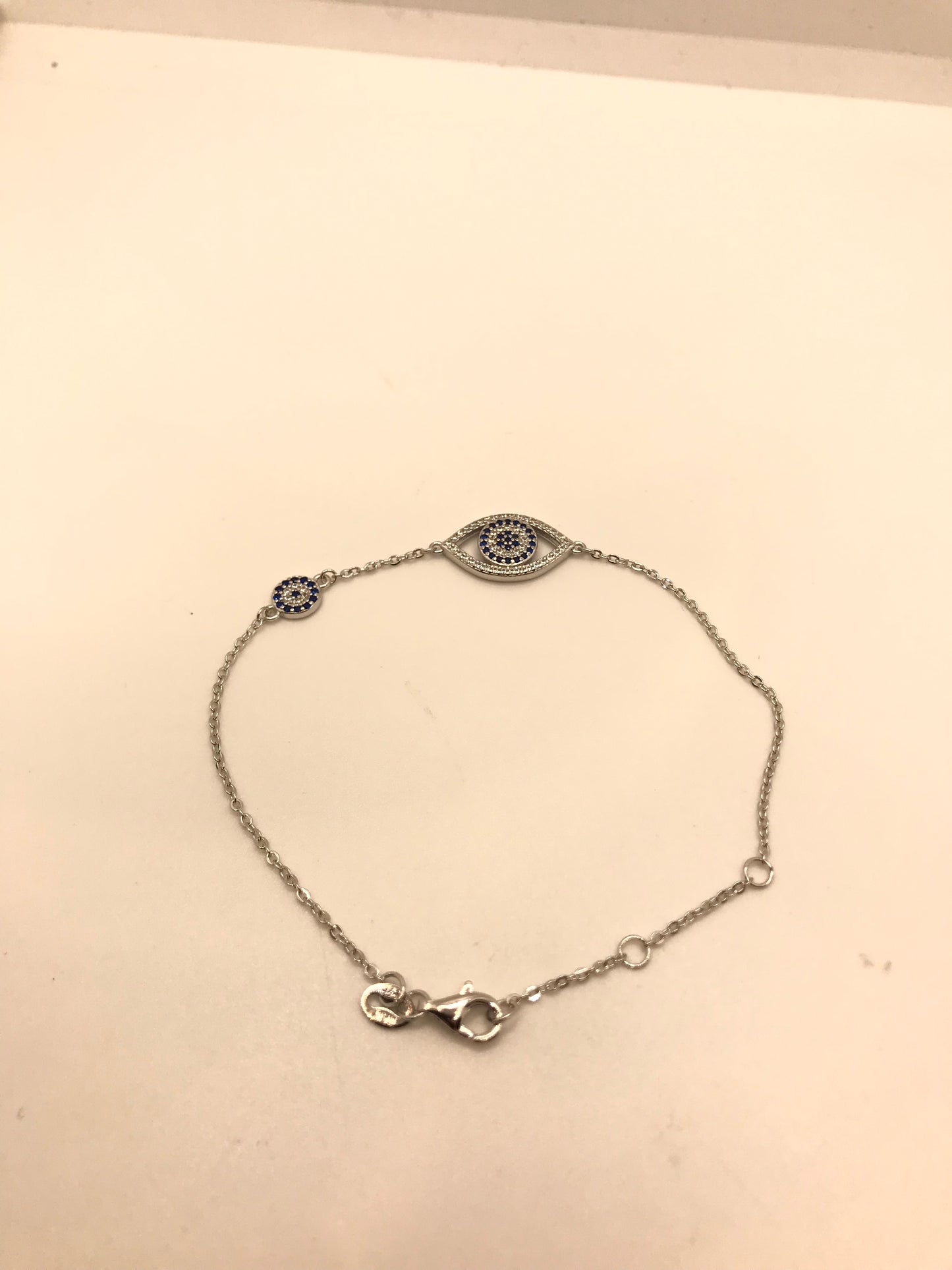 Sterling silver double evil eye bracelet