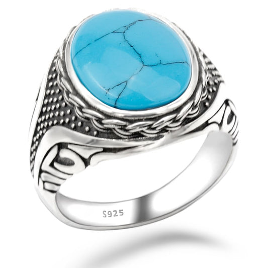 Bague turquoise en argent sterling