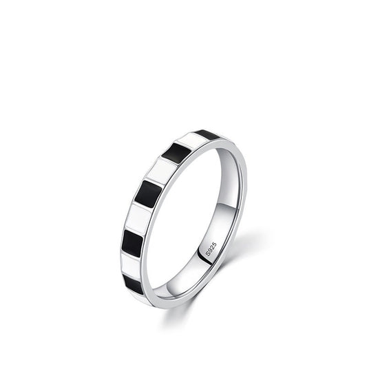Sterling silver chessboard ring
