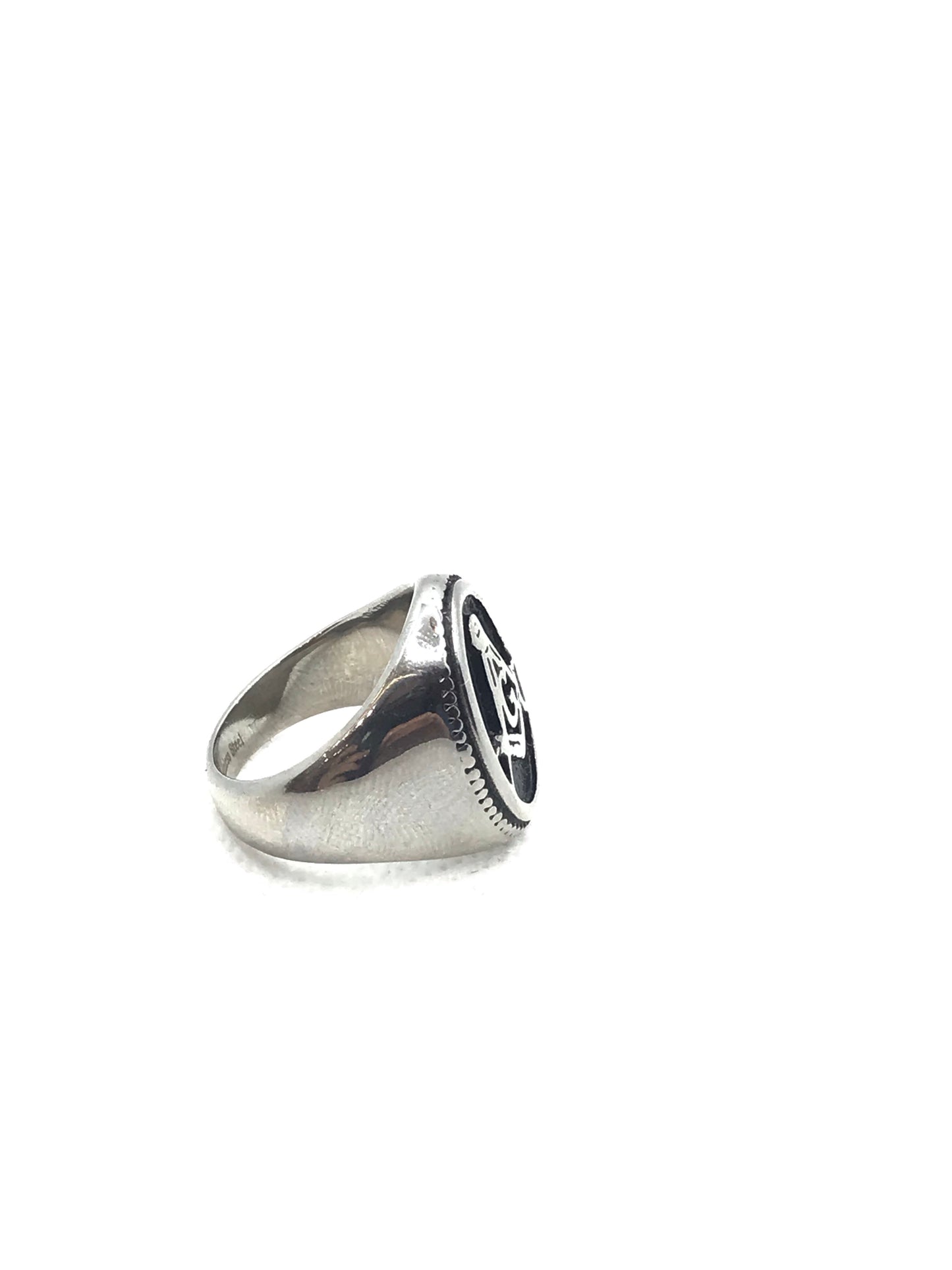 Bague maçonnique ovale en acier inoxydable