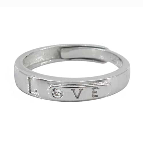 Real silver love adjustable ring