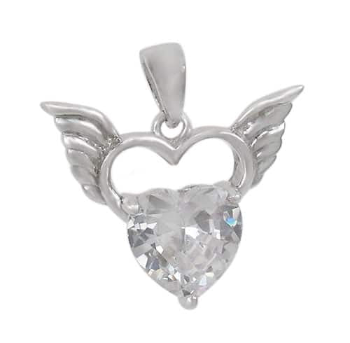 Collier en argent sterling avec cœur et ailes