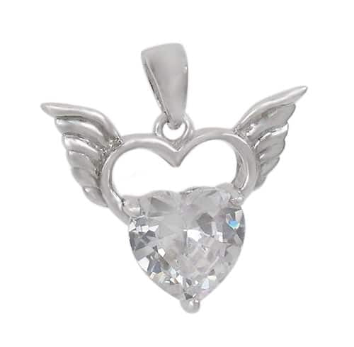 Sterling silver heart with wings necklace