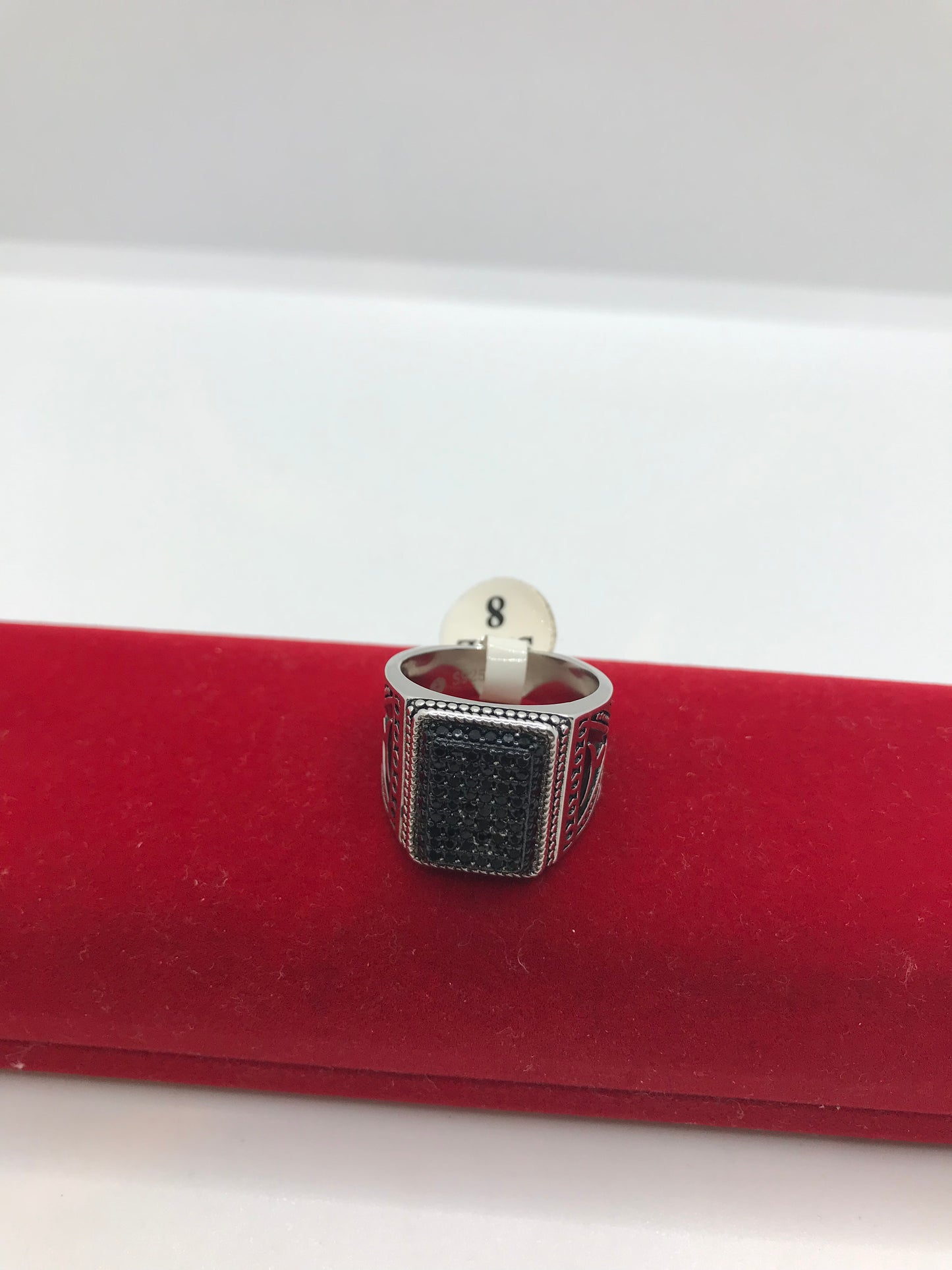 Sterling silver black stone ring