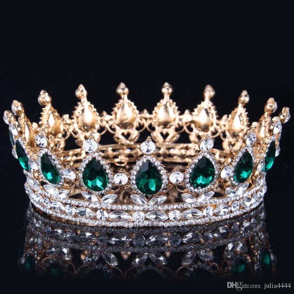 Couronne de reine en cristal avec pierre verte