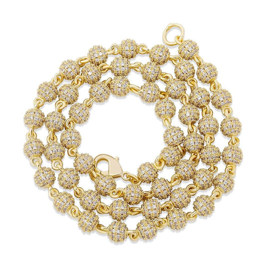 18k Gold plated iced out ball chain