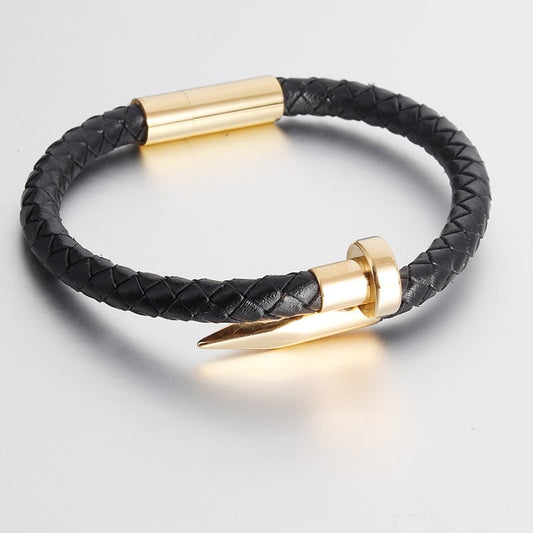 Nail design leather bracelet