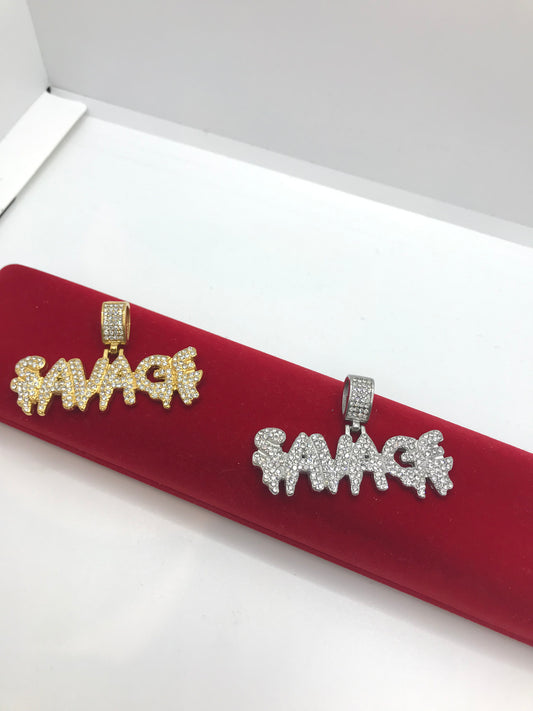 Hip hop iced out savage pendant