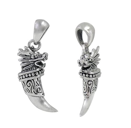 Pendentif dent de dragon en argent sterling