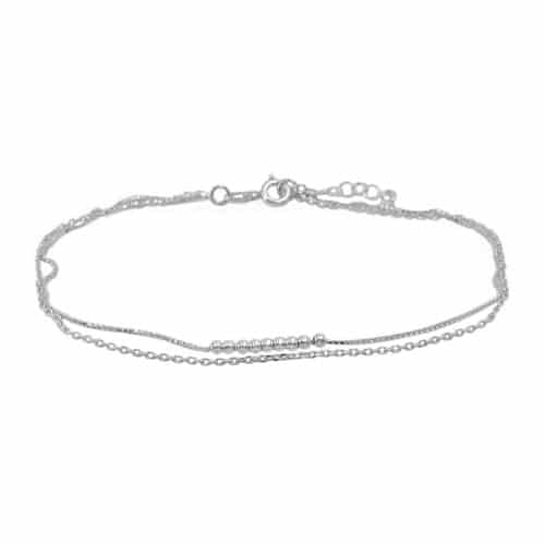 Bracelet de cheville double ligne en argent sterling