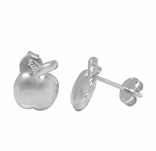 Real silver apple stud earrings