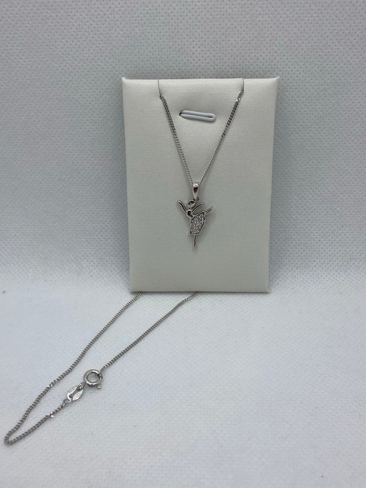 Real silver dancing girl necklace