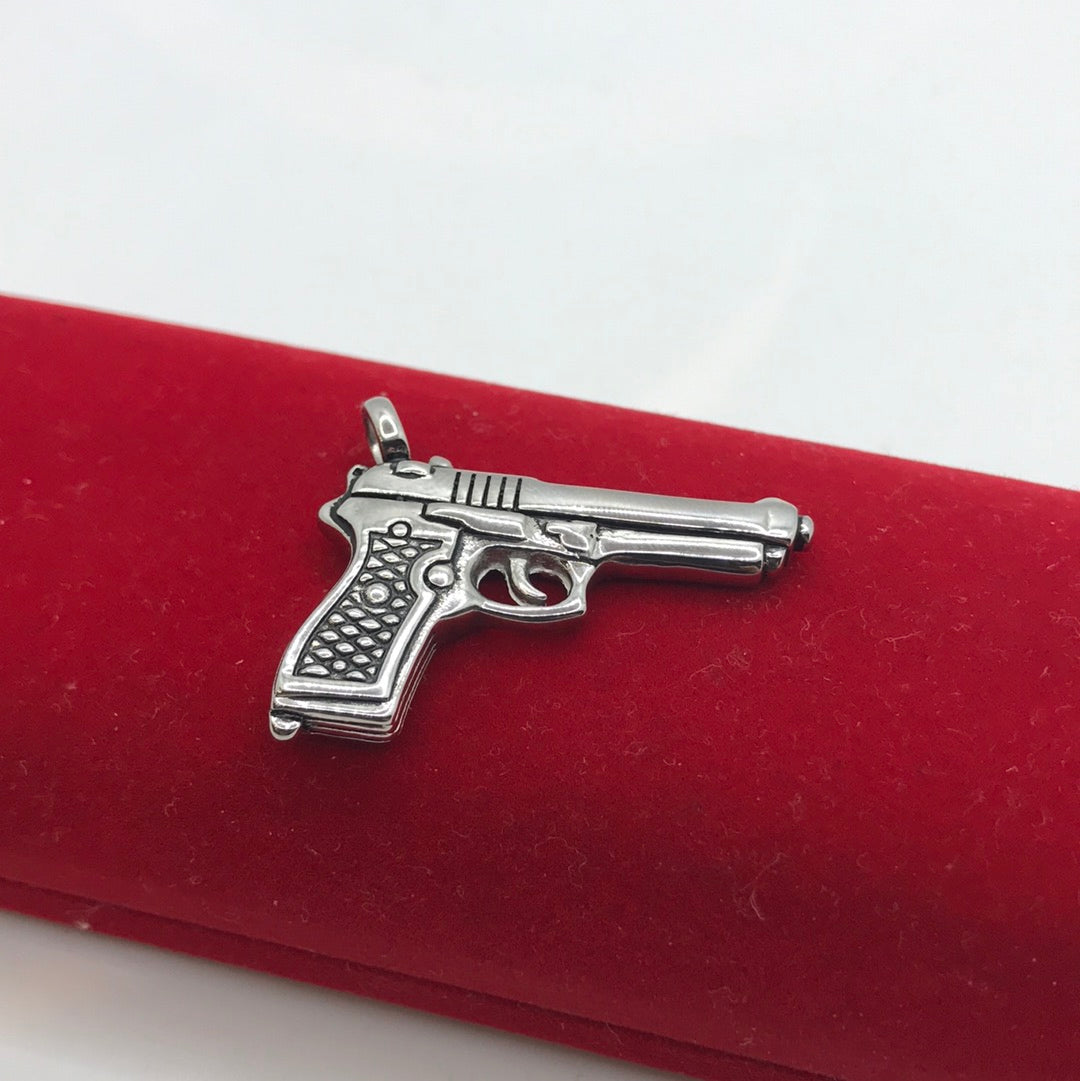 Pendentif pistolet en acier inoxydable