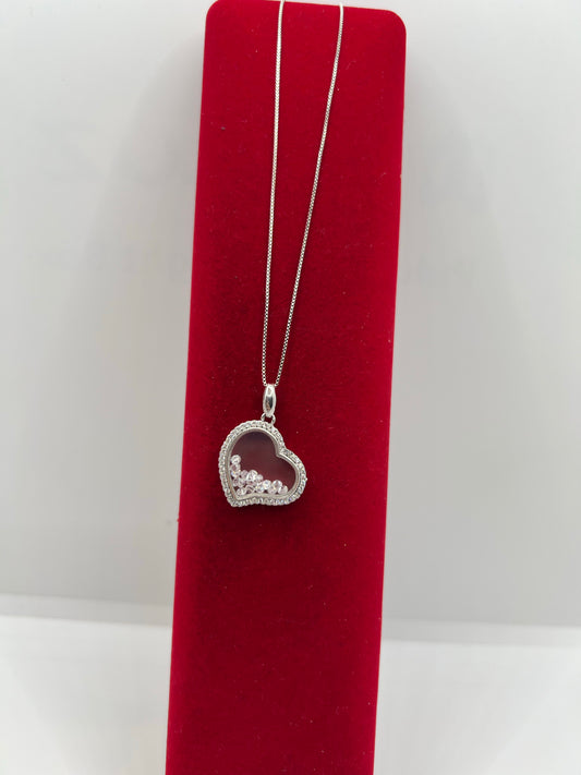 Collier coeur en argent véritable