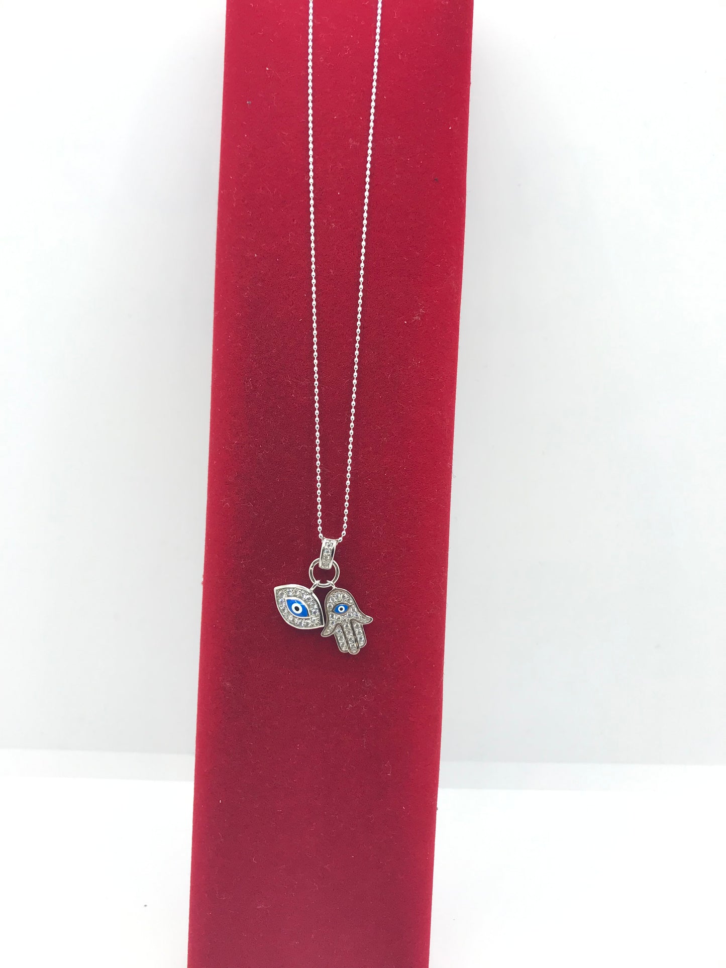 Sterling silver evil eye & hamsa pendant