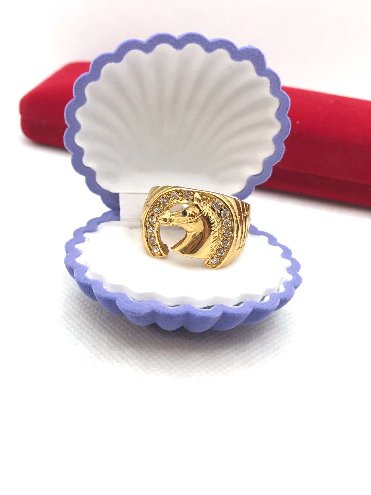 Gold plated horseshoe design ring