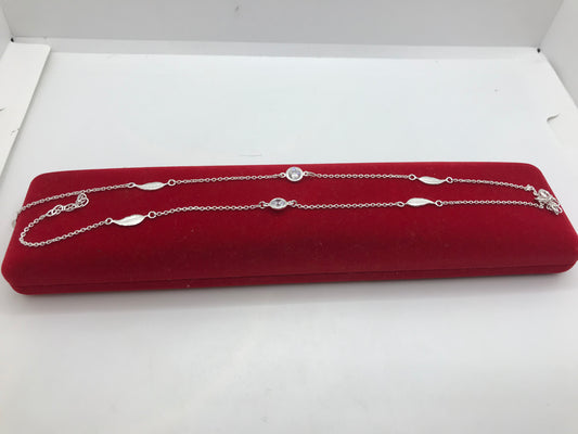 Sterling silver anklet with crystal stone and feathers