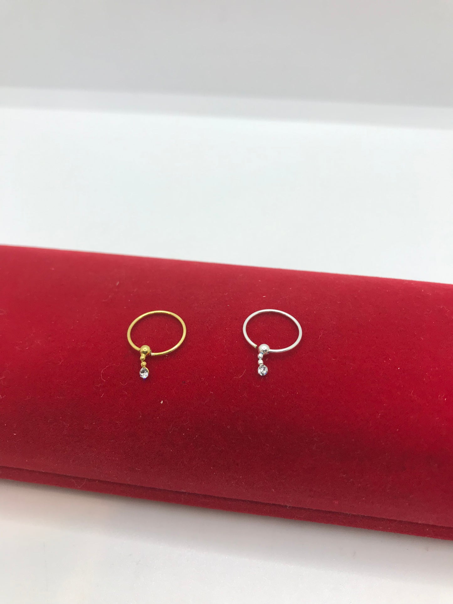 Real Silver Gold Plated Nose Ring with stones