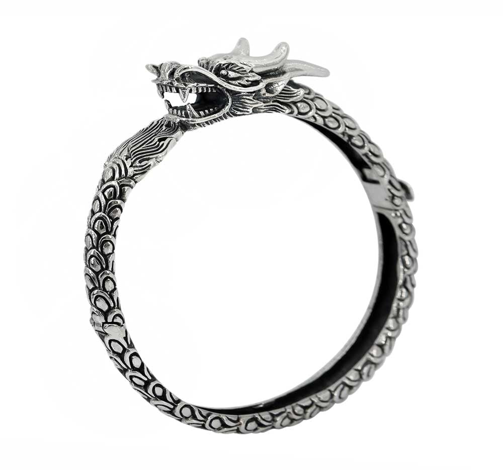 Bracelet manchette dragon en argent sterling 925