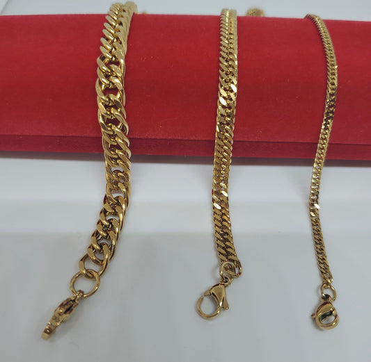18k gold plated Cuban link smooth cut bracelet