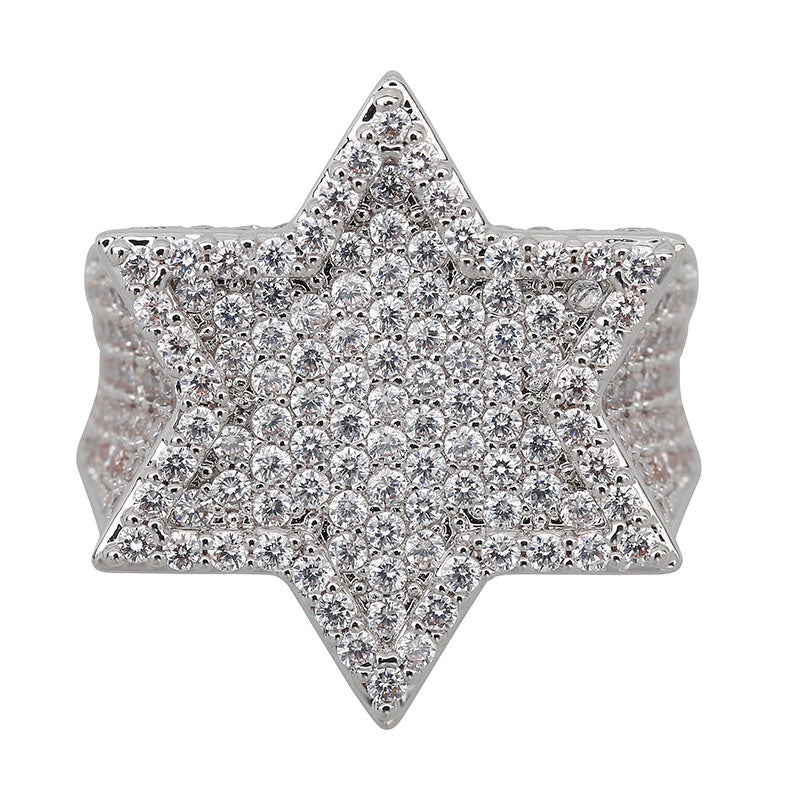 Hiphop hot selling iced out bling bling star ring - 7Jewelry