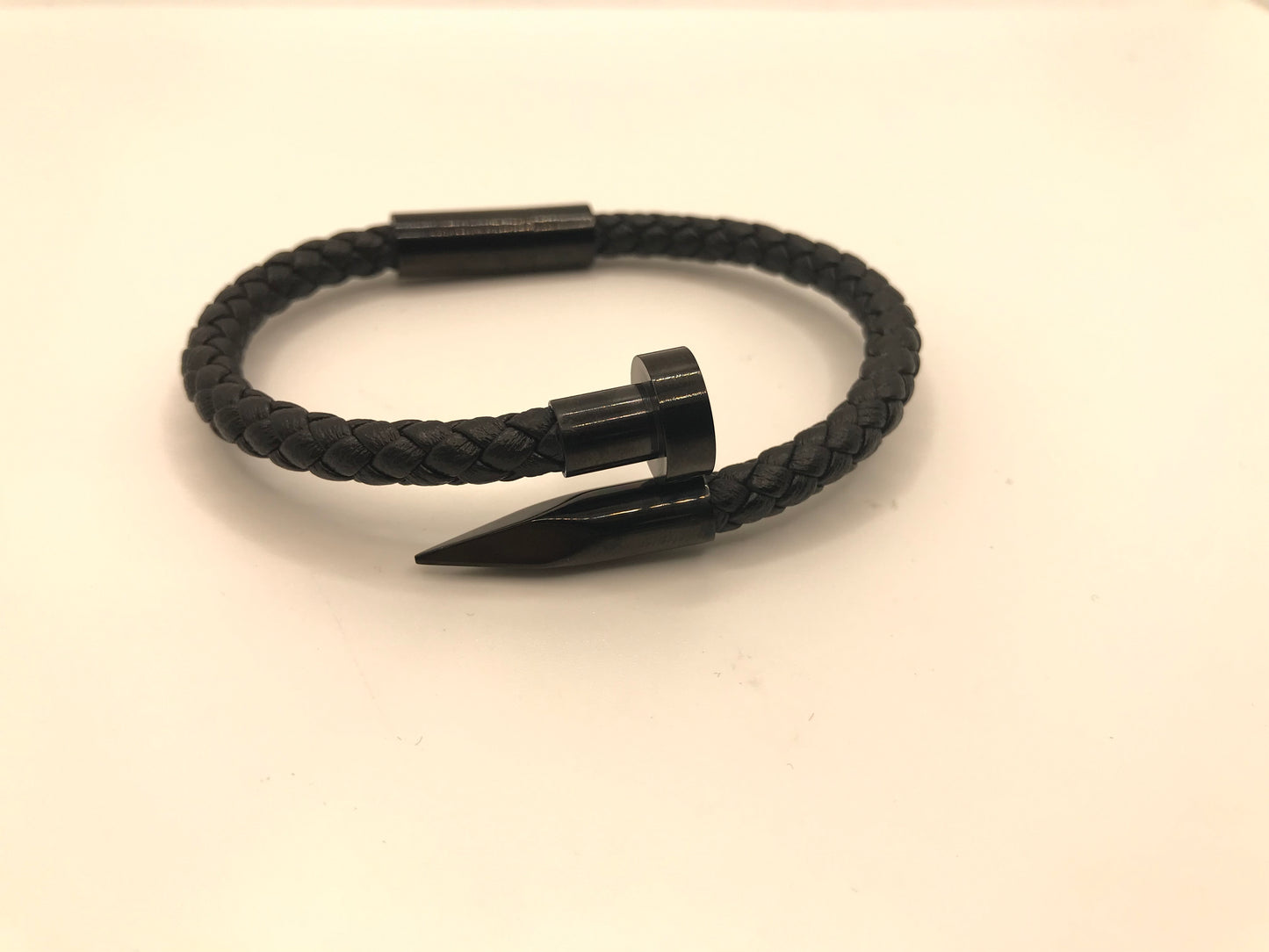 Nail design leather bracelet