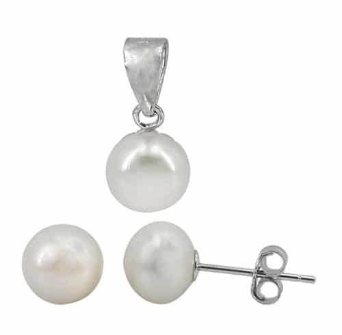 925 Sterling Silver pearl Set