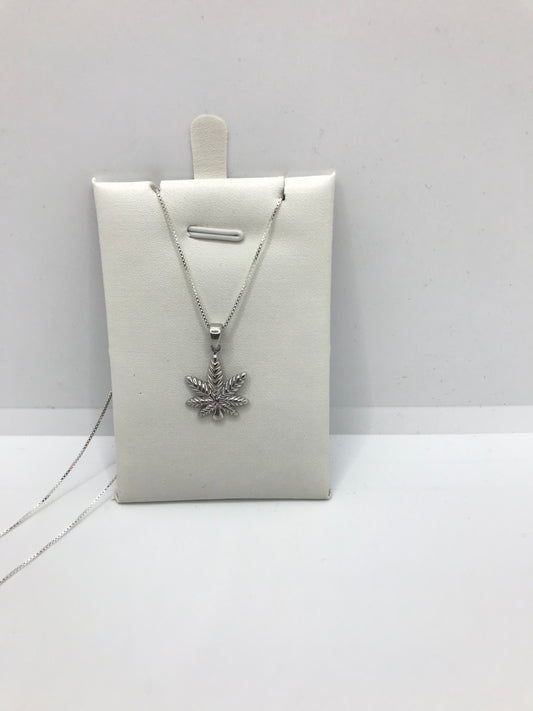 925 sterling silver marijuana leaf necklace