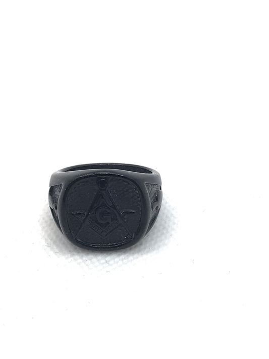 Stainless steel black Masonic ring