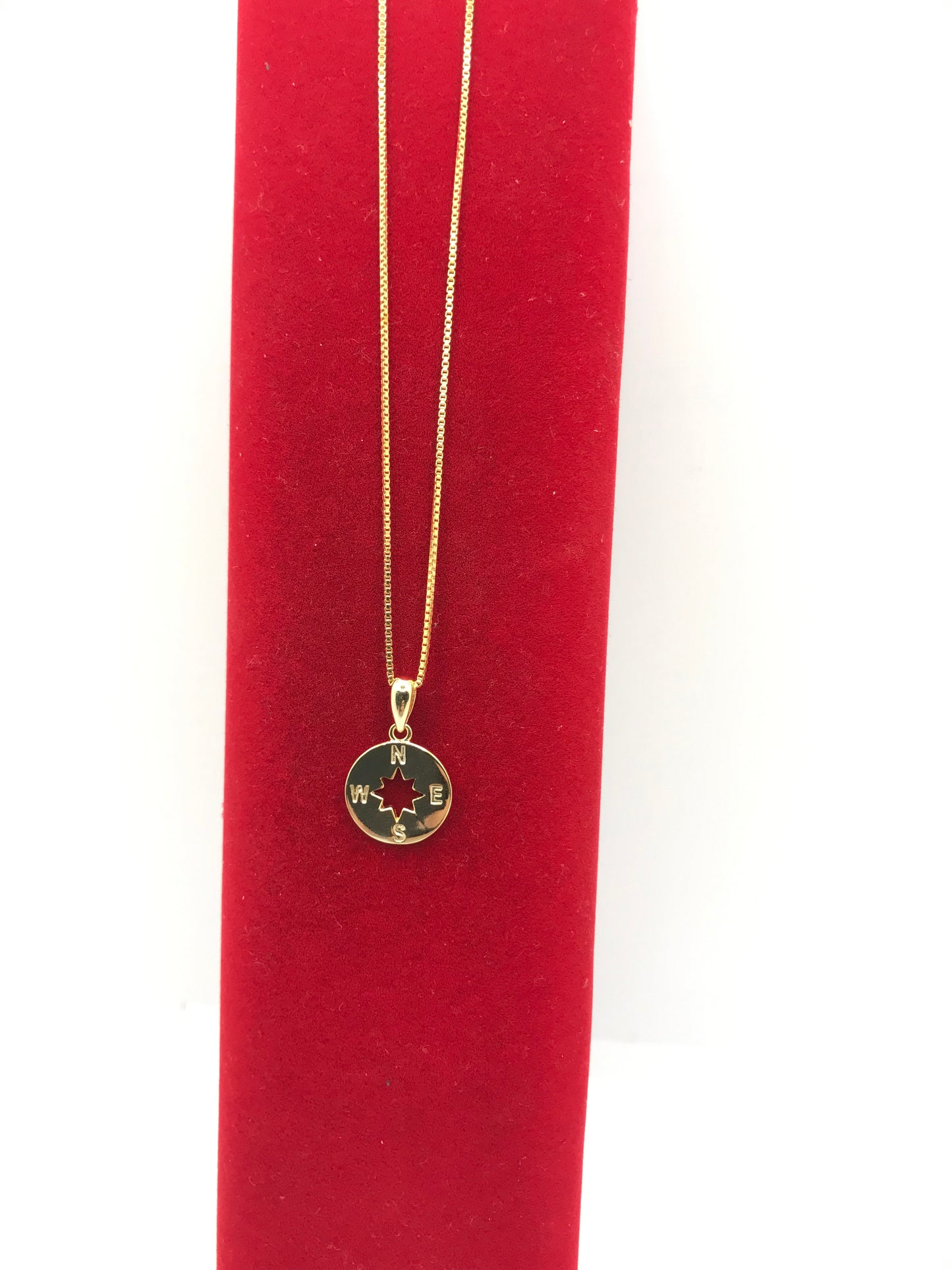 Collier boussole en argent sterling rempli d'or