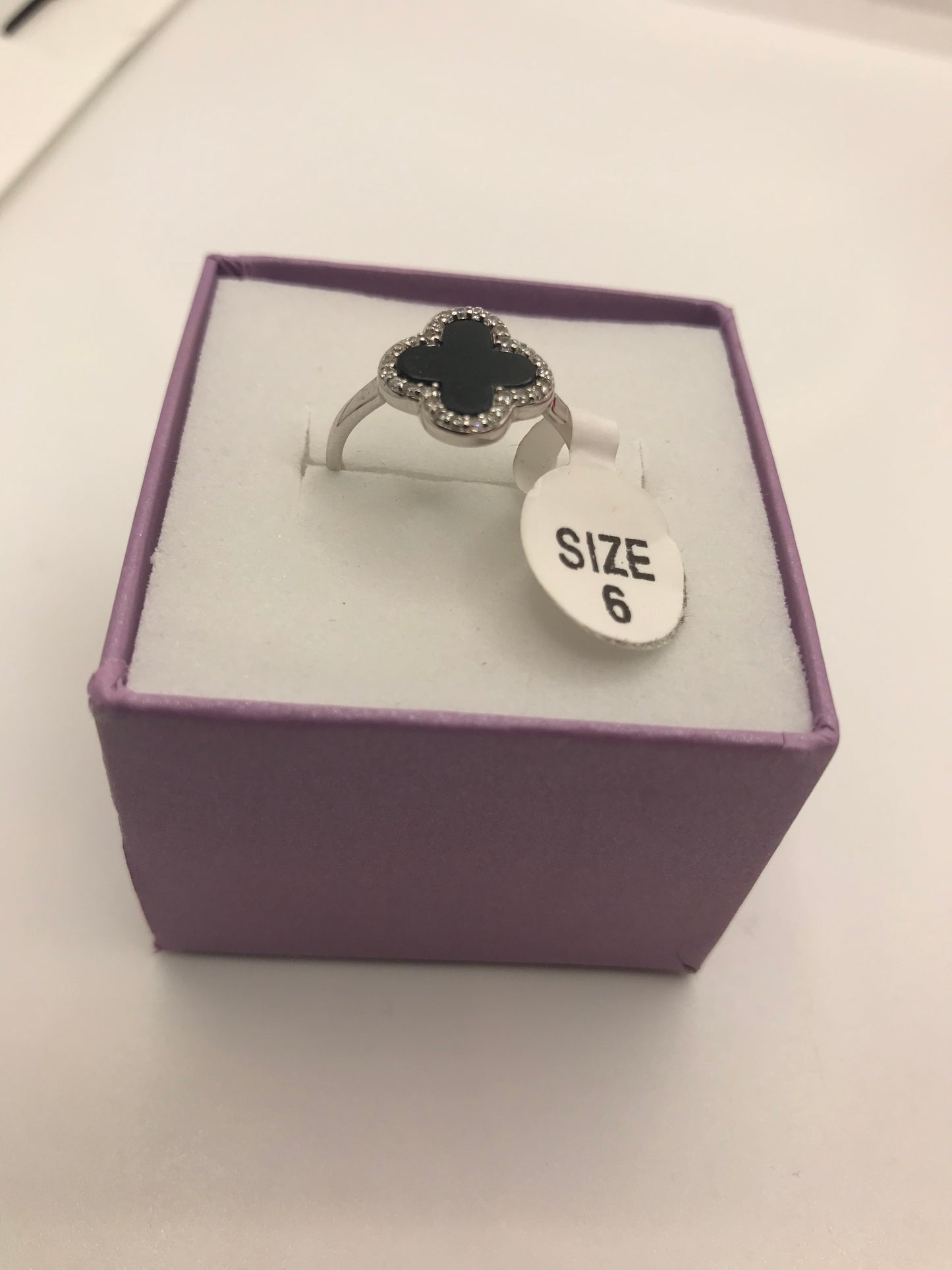 Sterling silver black clover ring