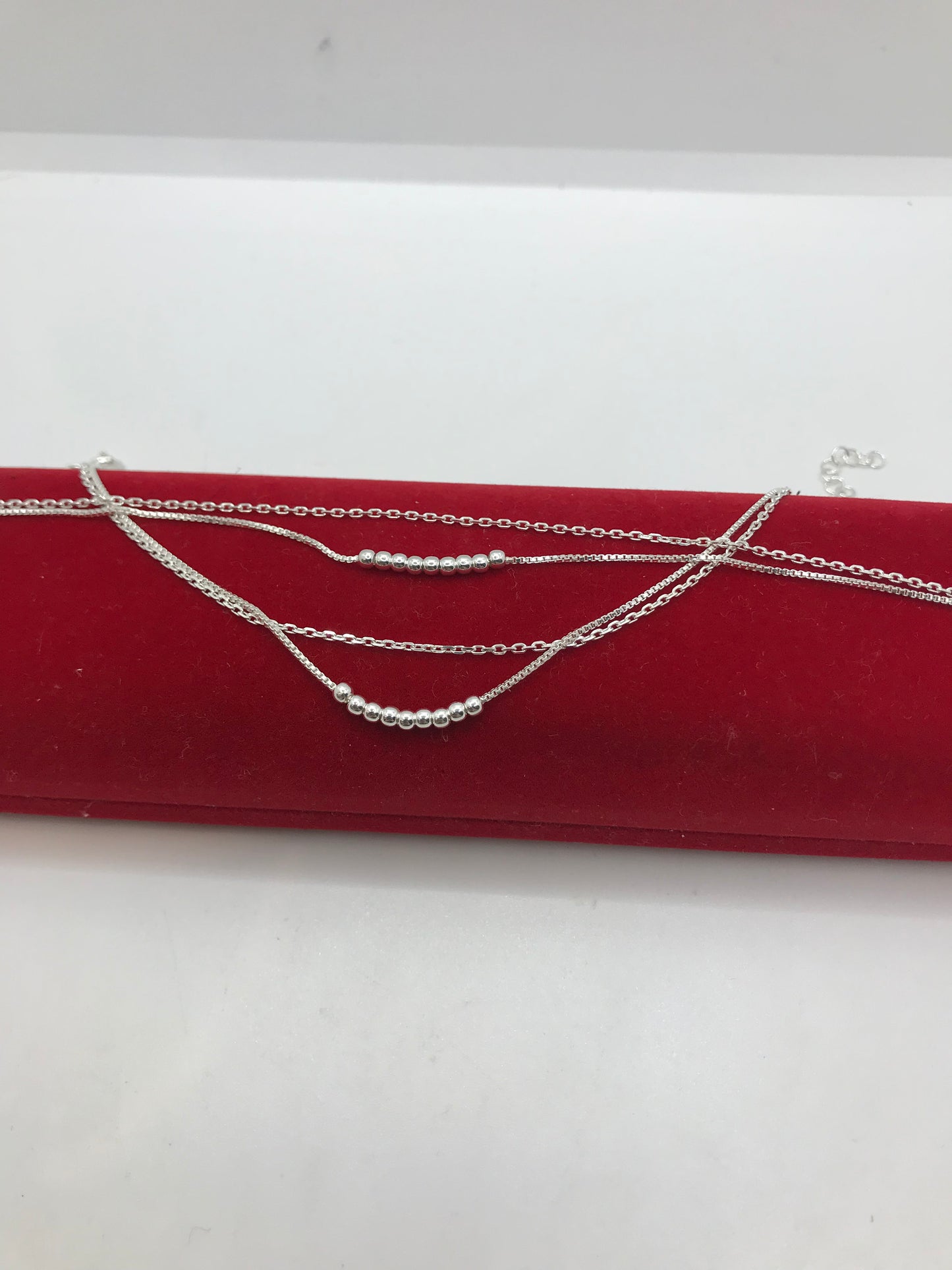 Bracelet de cheville double ligne en argent sterling
